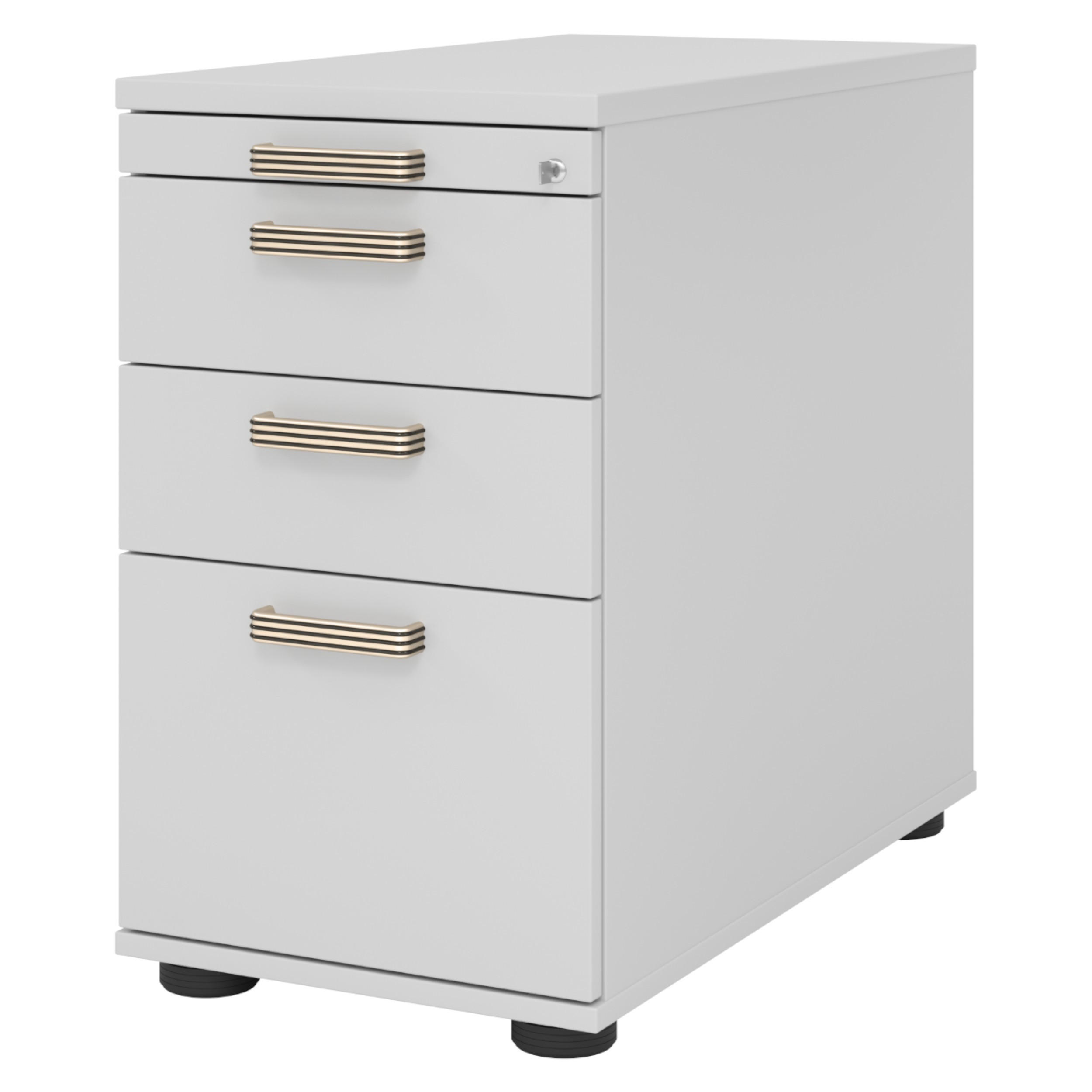STANDCONTAINER - mit Hängeregistratur 80/42,8/72 cm in Grau Streifengriff (Kunststoff) - Grau, Holzwerkstoff (42.8/72/80cm) - bümö