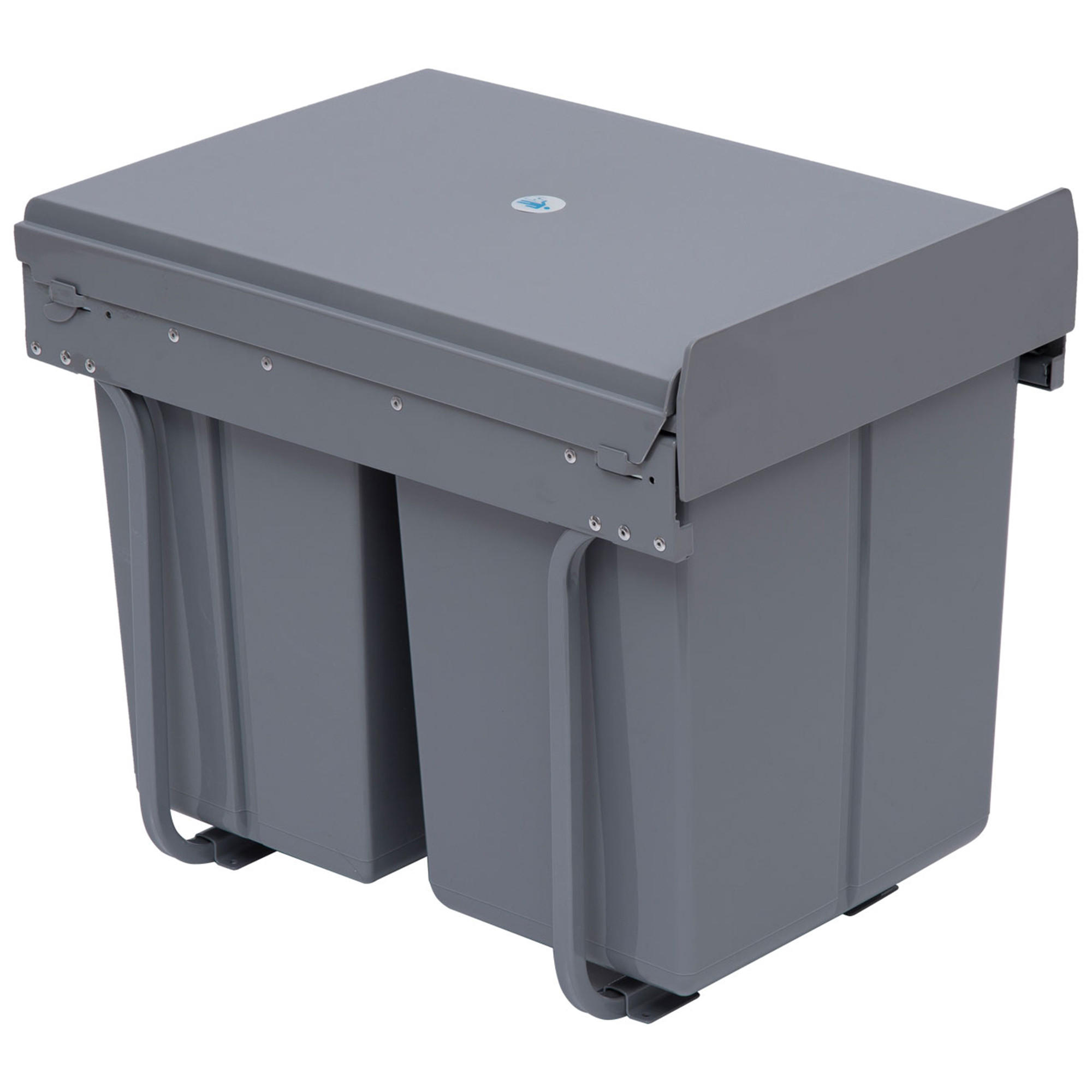MÜLLEIMER DE-08953 3 Fächer (10+10+20 L), ausziehbar, Soft-Close Grau - Grau, Kunststoff (34.2/41.8/48cm) - ComfortXL
