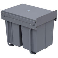 MÜLLEIMER DE-08953 3 Fächer (10+10+20 L), ausziehbar, Soft-Close Grau - Grau, Kunststoff (34.2/41.8/48cm) - ComfortXL