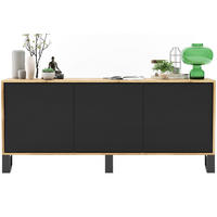 KOMMODE Apollo 3D Eiche wotan Schwarz Matt 168/72/35 cm - Schwarz, Holzwerkstoff/Metall (168/72/35cm) - Meble Lindner
