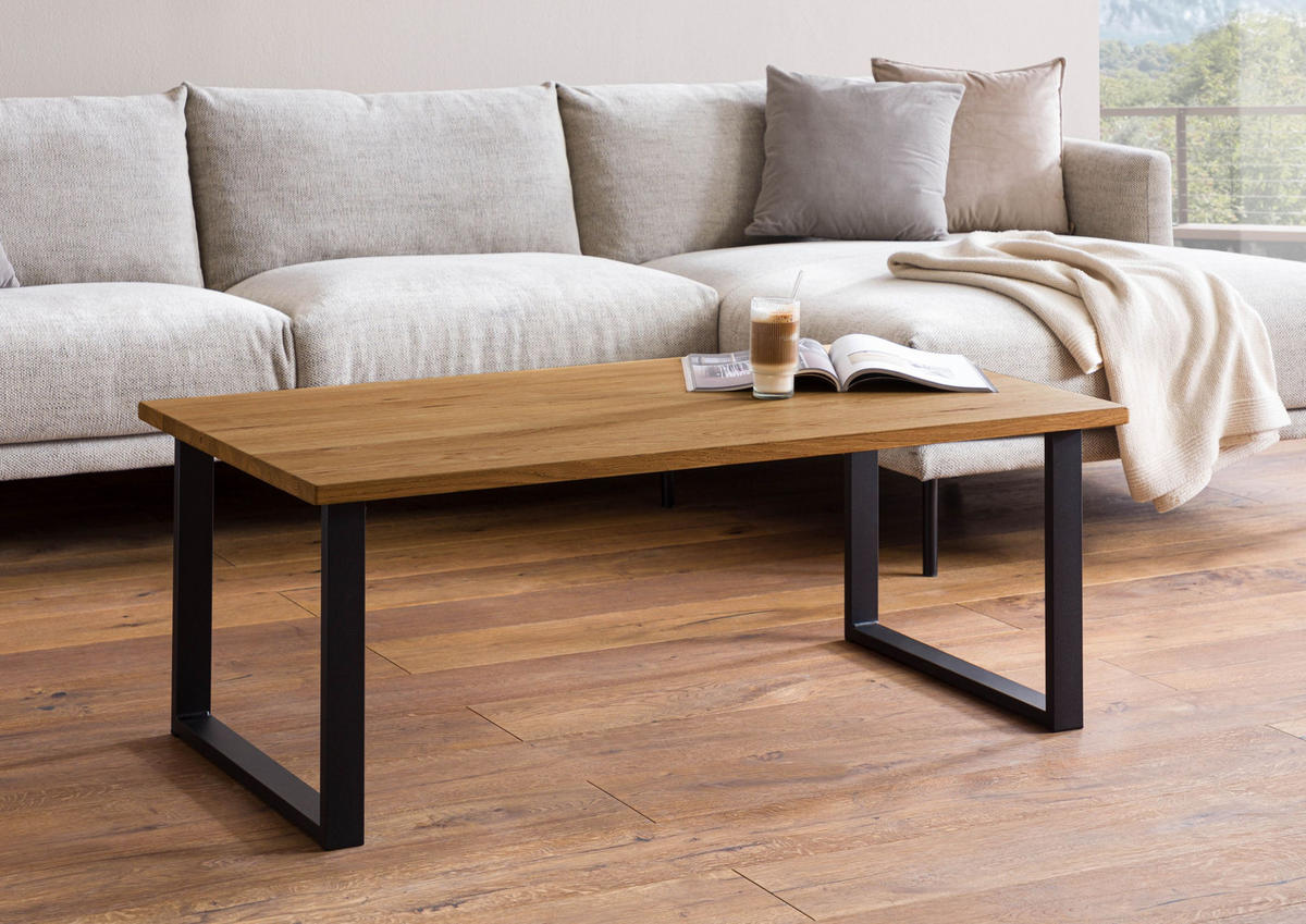 COUCHTISCH Wildeiche 120x65x45 natur geölt LINDAU #02 - Braun, Holz (120/65/45cm) - Massivmoebel24