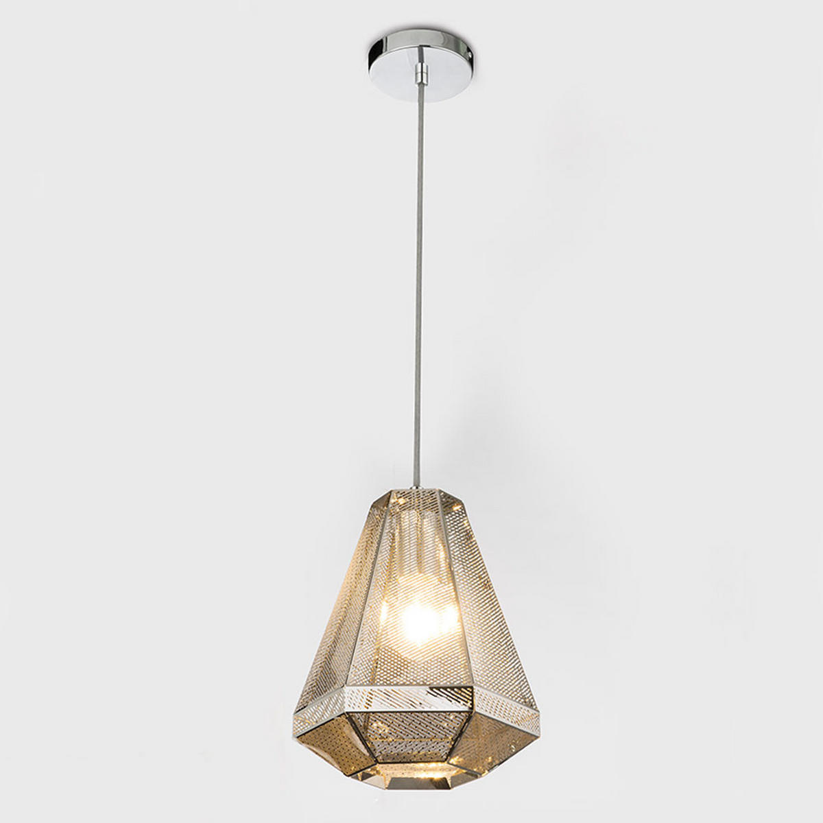 HÄNGELEUCHTE BRANDON Chrom Silber - Silberfarben, Metall (24/24/129cm) - Globo Lighting