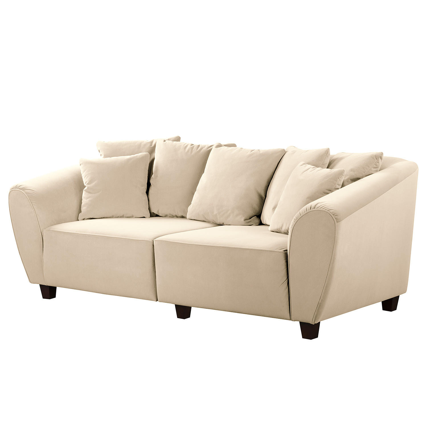 BIGSOFA - Creme/Braun, Holz/Textil (250/80/125cm) - home24