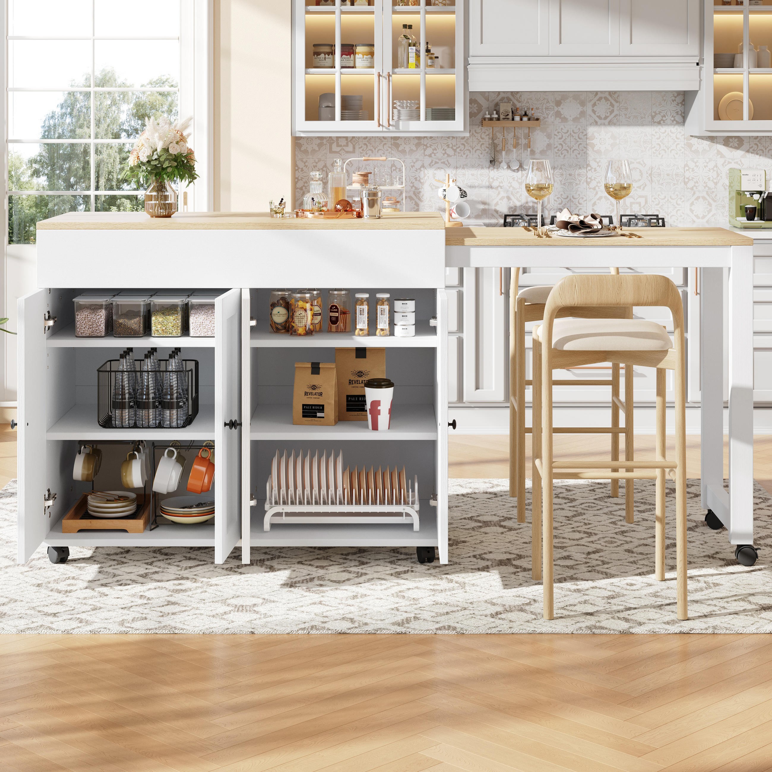 BARTISCH White - Weiß, Holz (50/94/118cm) - Urban Meuble