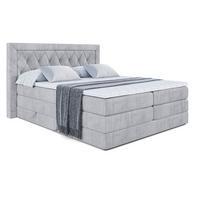 BOXSPRINGBETT NOEL KING - 160 x 200 - H3/H4 - Hellgrau - Hellgrau, Holzwerkstoff (160/200cm) - ALTDECOR