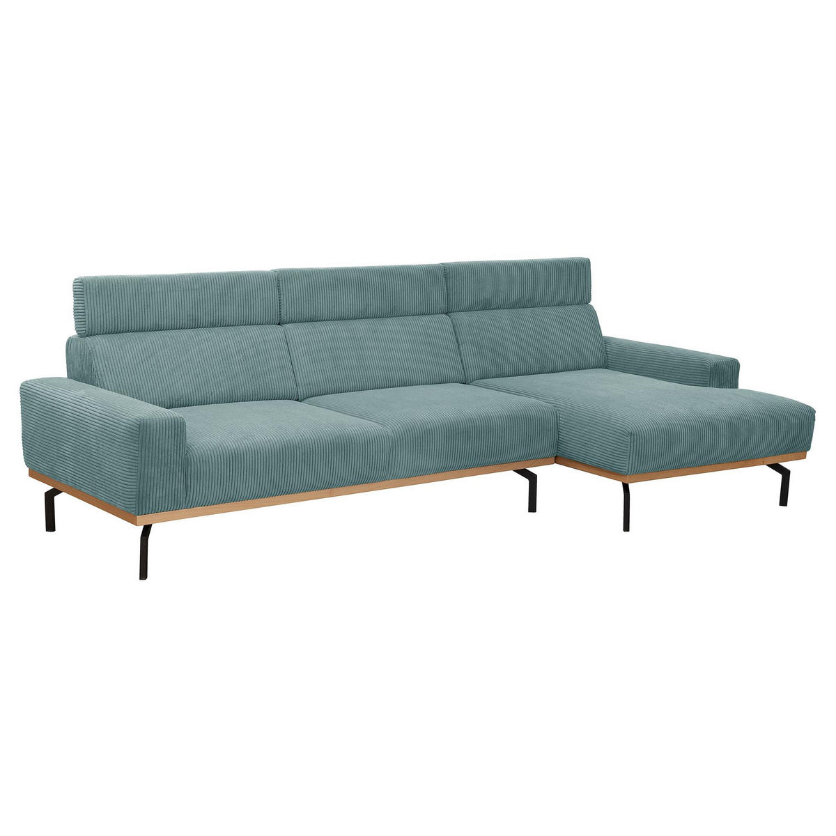 SOFA mit Longchair rechts Katrien Cordstoff eisblau - Pastellblau, Kunststoff (135/280cm) - 58aufmkessel