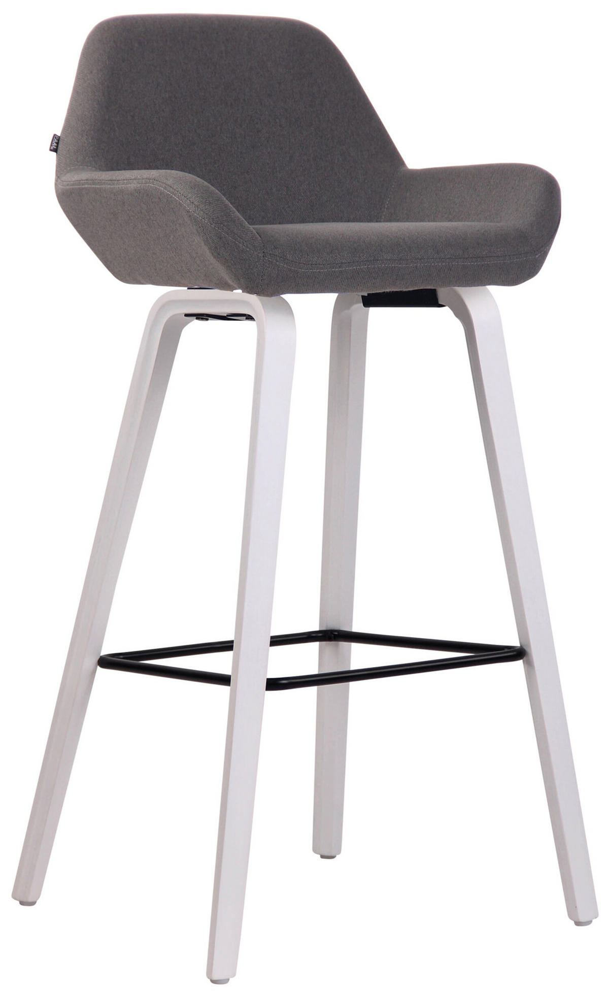 BARHOCKER Newnan, 4-Fuß Gestell weiß (Eiche), Stoff Dunkelgrau - Dunkelgrau/Weiß, Holz/Textil (52/100/51cm) - TPFLiving