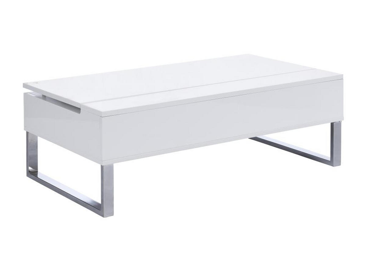 COUCHTISCH höhenverstellbar - MDF & Metall - Weiß lackiert - SECALI - Weiß, Holz (110/60/38cm) - Vente-Unique