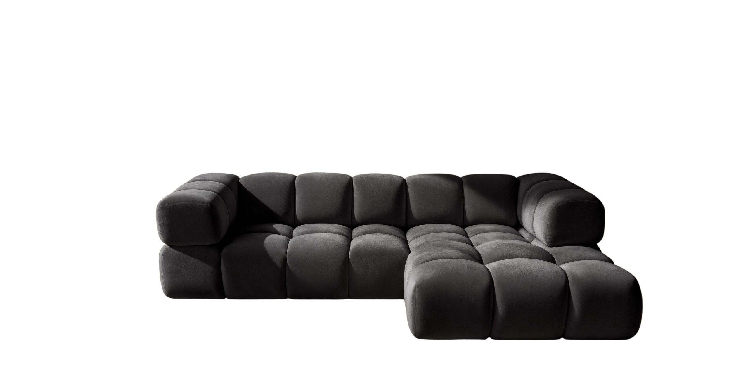 ECKSOFA L-Form Averro, stoff Bluvel, Schwarz, Rechts - Schwarz, Holz (280/150cm) - Kaiser Möbel
