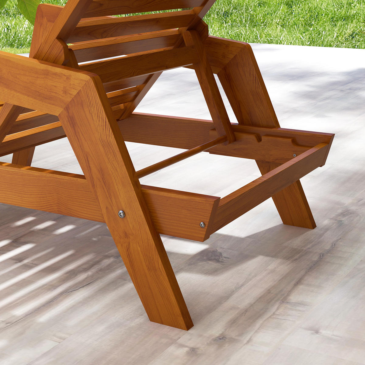 SONNENLIEGE aus Massivholz, verstellbare Gartenliege für Terrasse und Balkon, 66 x 190 x 73,5 cm, Orange - Orange, Holz (190/73.5/66cm)