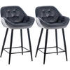BARHOCKER 2er Set Samt dunkelgrau - Dunkelgrau/Schwarz, Textil/Metall (54/103/57.5cm) - CLP