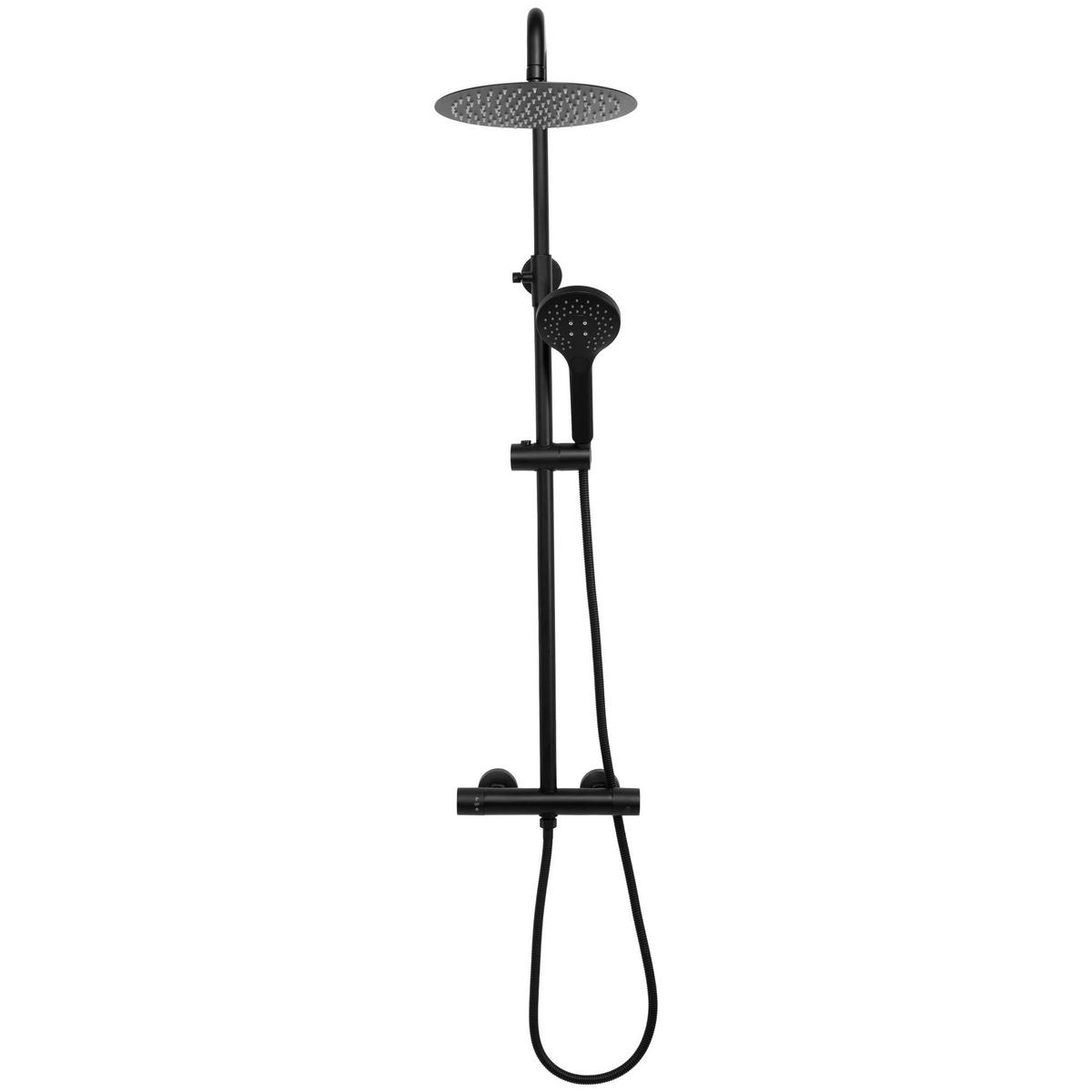 DUSCHGARNITUR Mit Thermostat Rea Vincent Black - Schwarz, Metall (27/123.5/48cm) - REA