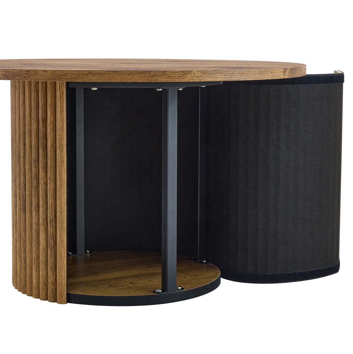 COUCHTISCH 70/70/42 cm mit runder Tischplatte, Säulendesign und Metallrahmen aus MDF, Holzfarben - Kieferfarben, Holzwerkstoff (70/70/42cm) - Redom
