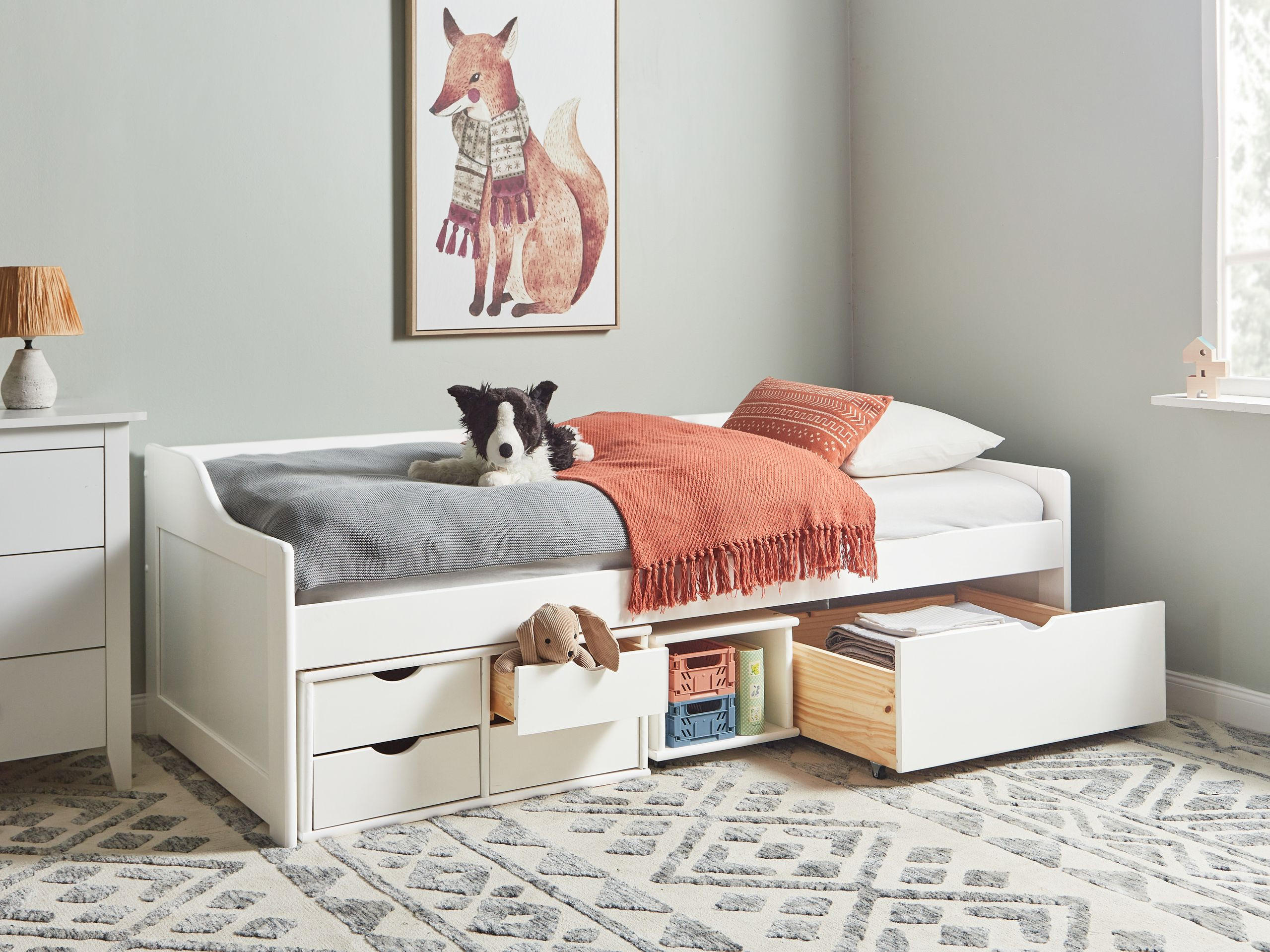 TAGESBETT mit Stauraum 90x200 cm Weiß Royville - Weiß, Holz (90/200cm) - Beliani