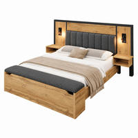 BETT mit Matratze und Stauraumbank 160x200 cm Eiche - Dunkelbraun, Holzwerkstoff (160/200cm) - Beauniv