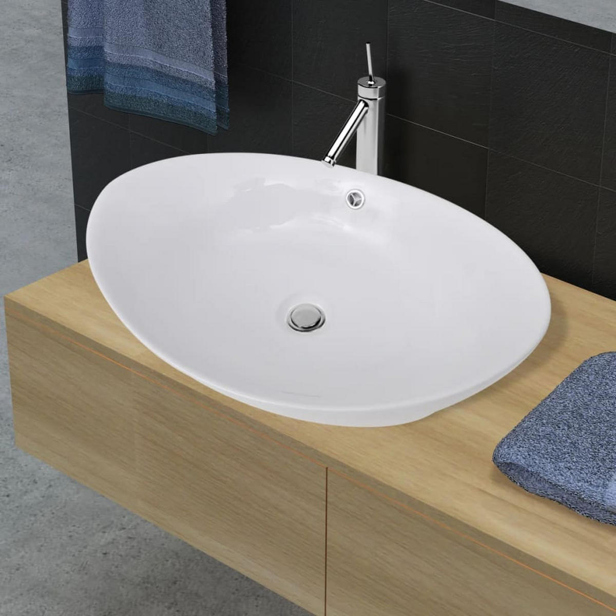 WASCHBECKEN Kouns 59/38.5/19 cm - Weiß, Keramik (59/19/38.5cm) - Nettlife