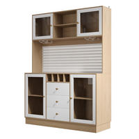 BUFFET DE-38417 140/40/185 cm mit LED-Beleuchtung und Weinregal Weiß - Weiß, Holzwerkstoff (140/185.7/40cm) - ComfortXL