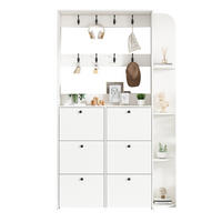GARDEROBENSCHRANK 120/24/200 cm mit 6 Klapptüren, 8 Haken und 5 Ablageflächen, Weiß - Weiß, Holzwerkstoff (120/200/24cm) - Redom