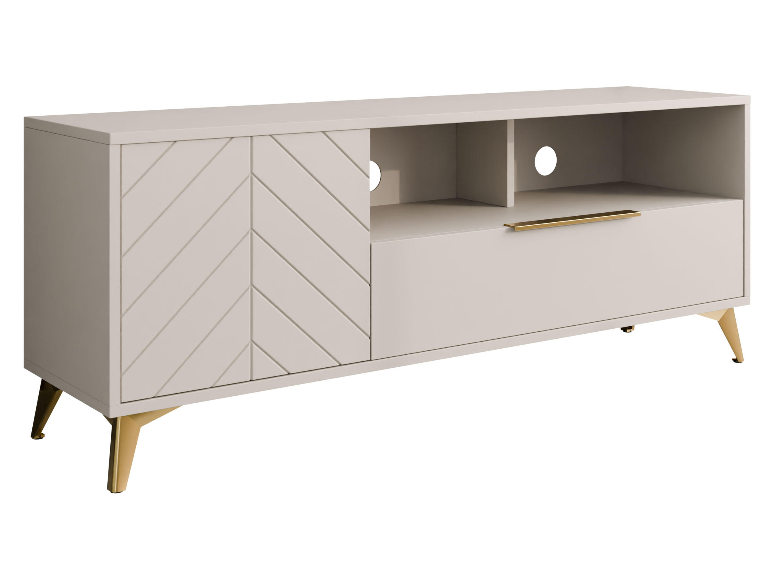 TV-ELEMENT Xylix 1D1SZ - Beige/Goldfarben, Holzwerkstoff/Metall (154/60/40cm) - MIRJAN24