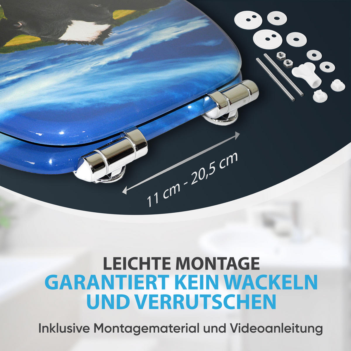 WC-SITZ mit Absenkautomatik Kuhkopf - Multicolor, Holzwerkstoff (38/6/47cm) - Sanilo