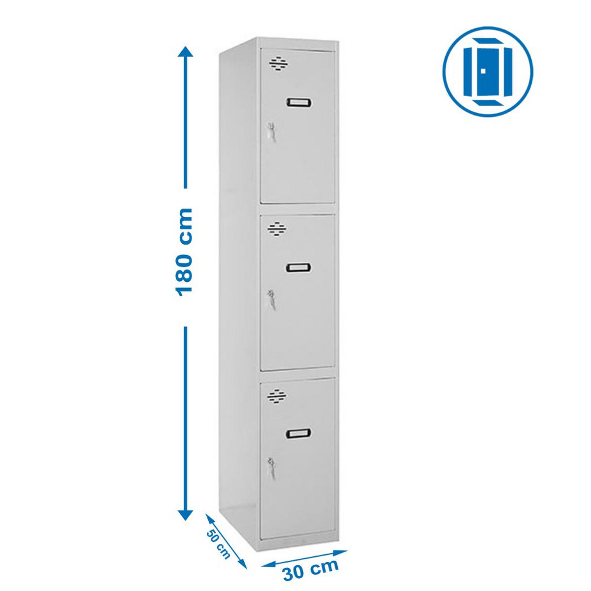 SPIND Amego HxBxT 180x30x50 cm 3 Abteile Grundmodul Grau-Grau - Grau, Metall (30/180/50cm) - PROREGAL