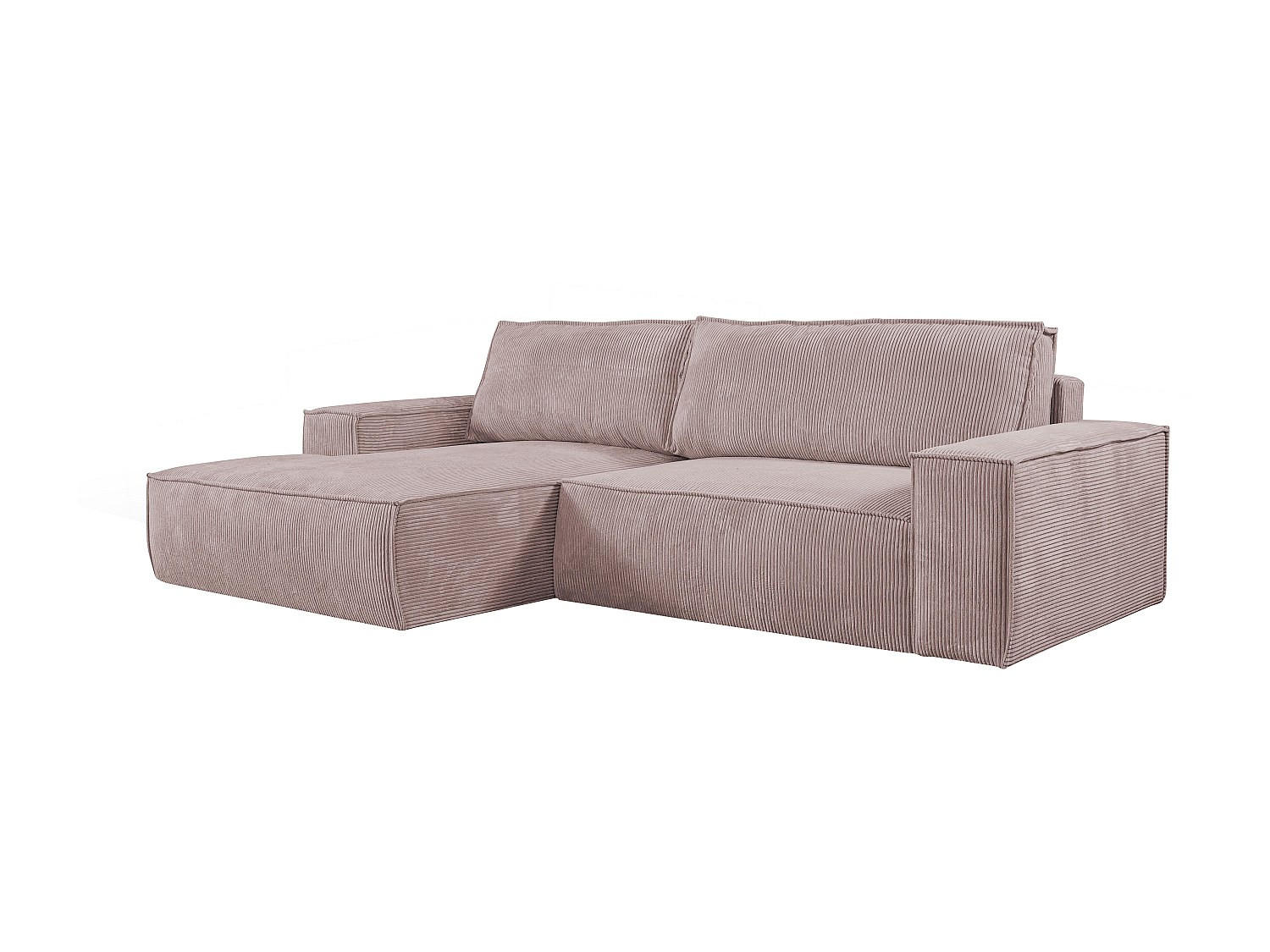ECKSOFA mit Schlaffunktion - Ecke Links - Cord - Malve - AMELIA - Lila, Textil (167/267cm) - Vente-Unique