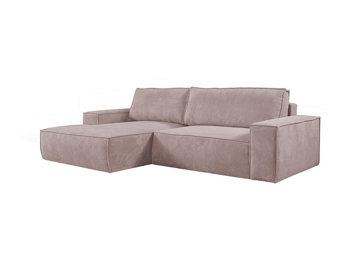 ECKSOFA mit Schlaffunktion - Ecke Links - Cord - Malve - AMELIA - Lila, Textil (267/167cm) - Vente-Unique