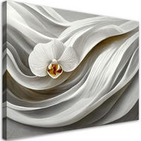 LEINWANDBILD Weiße Orchidee und 3D-Abstraktion 100x70cm - Weiß, Textil (100/70cm) - Feeby