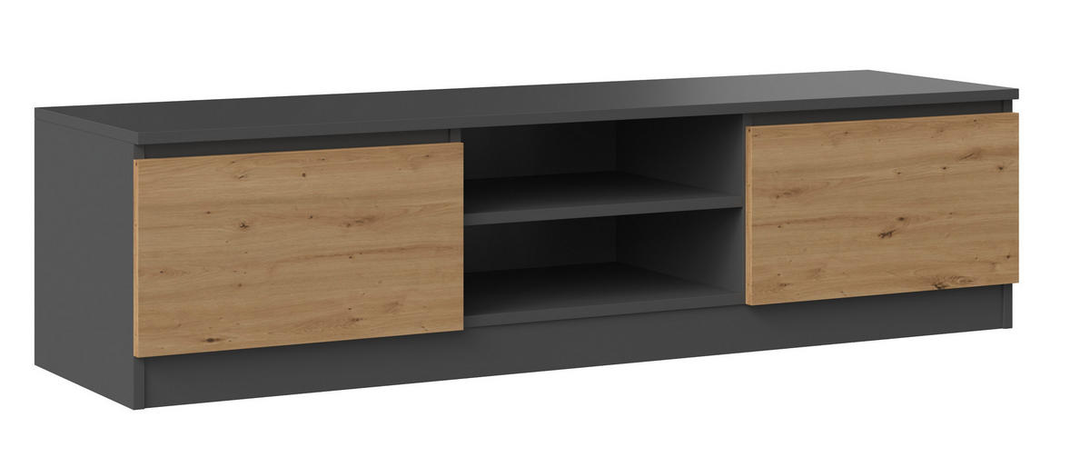 TV Lowboard Frank - Anthrazit/Eiche Artisan, Holzwerkstoff (140/36/40cm) - kommodly