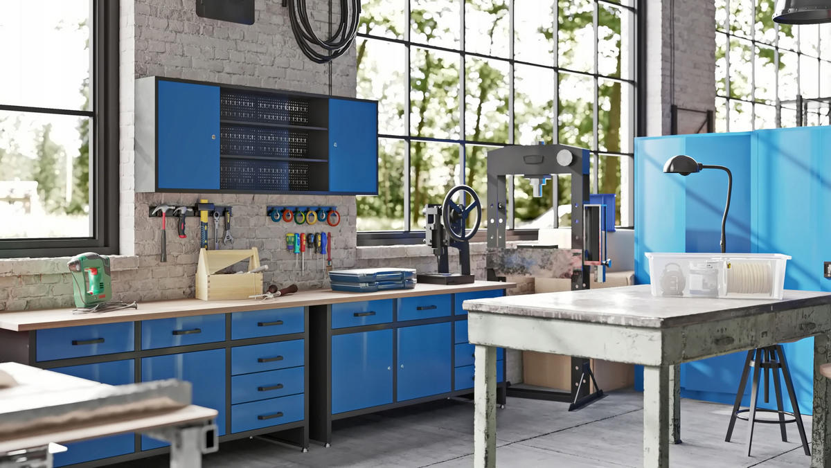WERKZEUGSCHRANK BEN - Blau/Anthrazit, Metall (120/60/20cm) - Jan Nowak