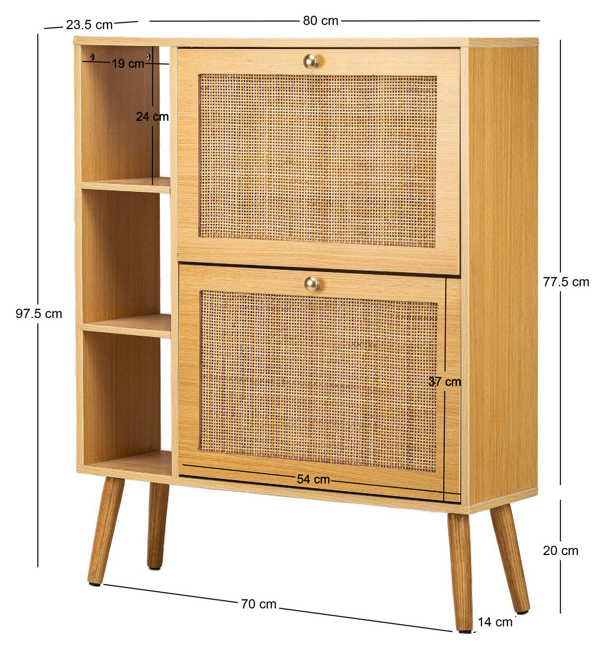 SCHUHSCHRANK Buchenholz Braun - Braun, Holz (80/99/24cm) - Nordlys