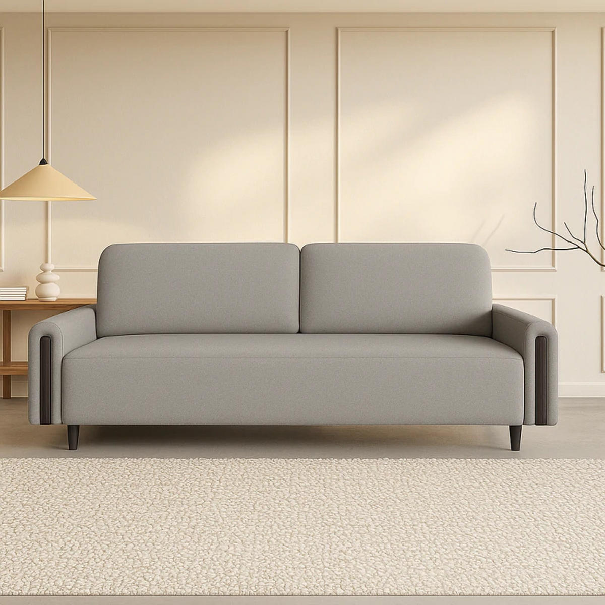 SCHLAFSOFA Modern, Sofa mit Schlaffunktion und Bettkasten, Farbe: Grau / Schwarz, Bouclé-Stoff - Schwarz/Grau, Textil (236/93/97cm) - Sepro Meble