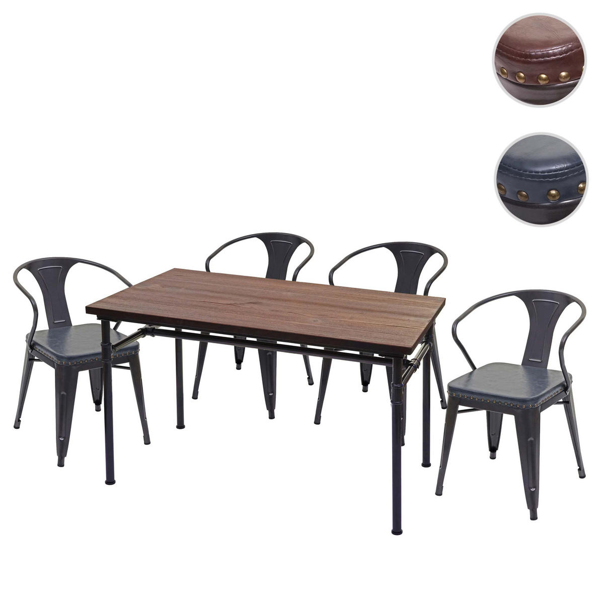 ESSZIMMER-SET Schwarz, Grau - Schwarz/Grau, Holz (120/115/70cm) - MCW