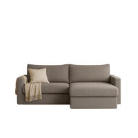 ECKSOFA Mit Schlaffunktion Und Bettzeugablage LUBEKA Stoff Faro Hellbraun Rechts - Hellbraun, Holz (224/147cm) - Kaiser Möbel