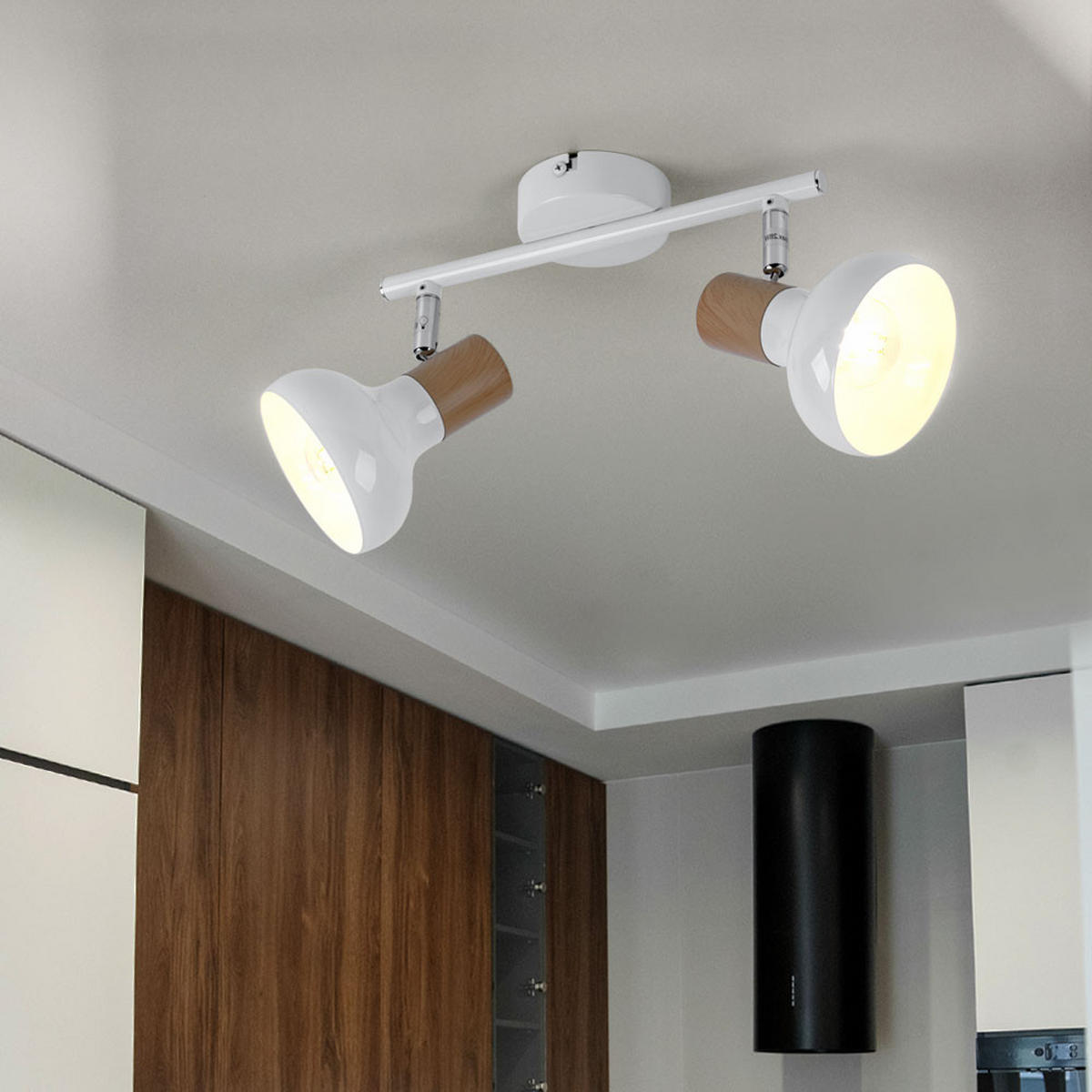 LED DECKENLEUCHTE Weiß Holzoptik - Weiß, Metall (35.5/13/16cm)