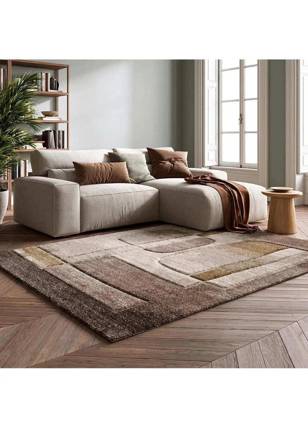 HOCHFLORTEPPICH Beige / Braun Teva 160/235 cm - Braun, Textil (160/235cm) - Atticgo