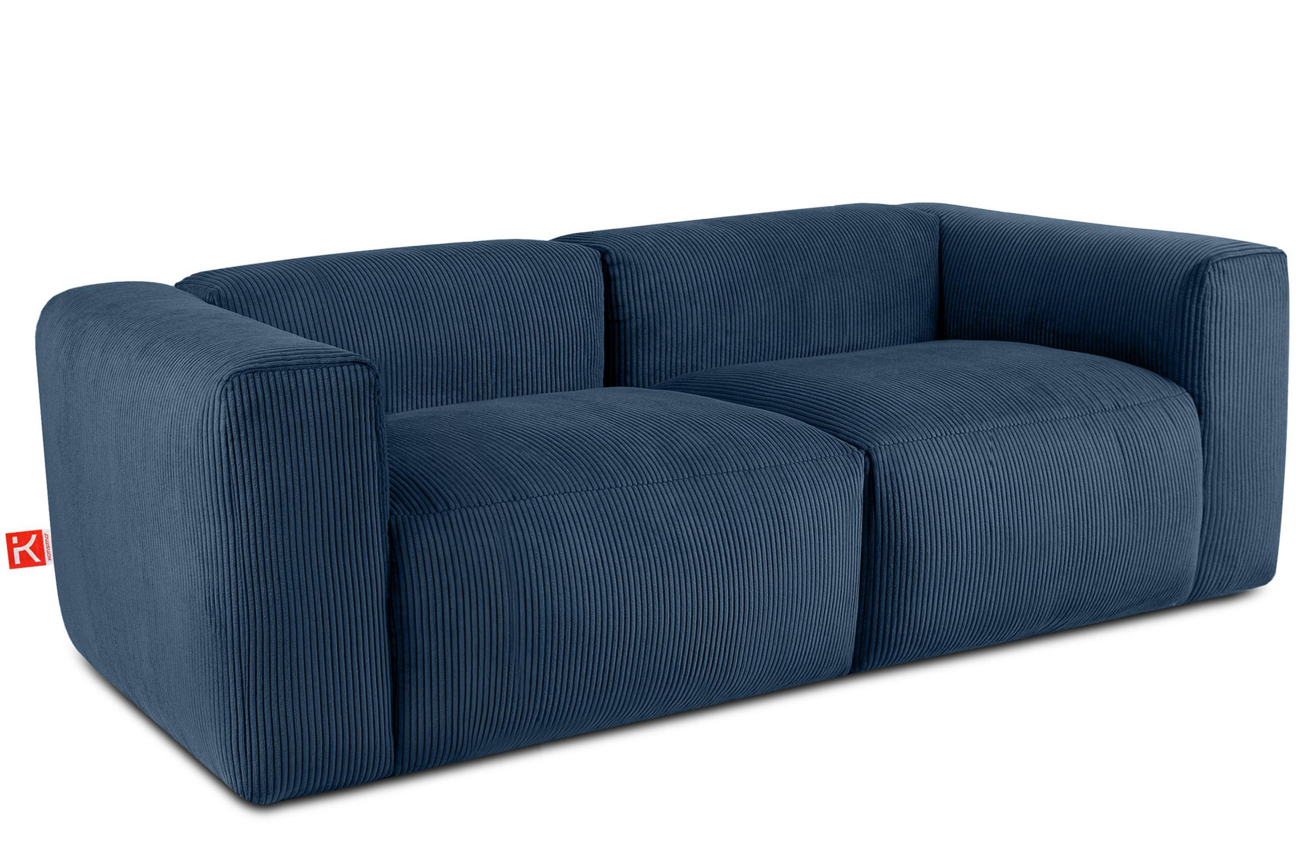 2,5-SITZER-MODULSOFA BUFFO mit extrem weicher und bequemer Sitzfläche, Kordstoff, marineblau - Blau/Grün, Textil (250/73/96cm) - KONSIMO®