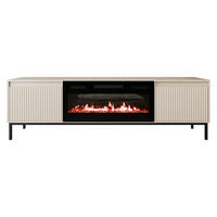 TV-LOWBOARD Ozmi 2K EF mit Kamin - Kaschmir/Schwarz, Holzwerkstoff/Metall (174/52/40cm) - MIRJAN24