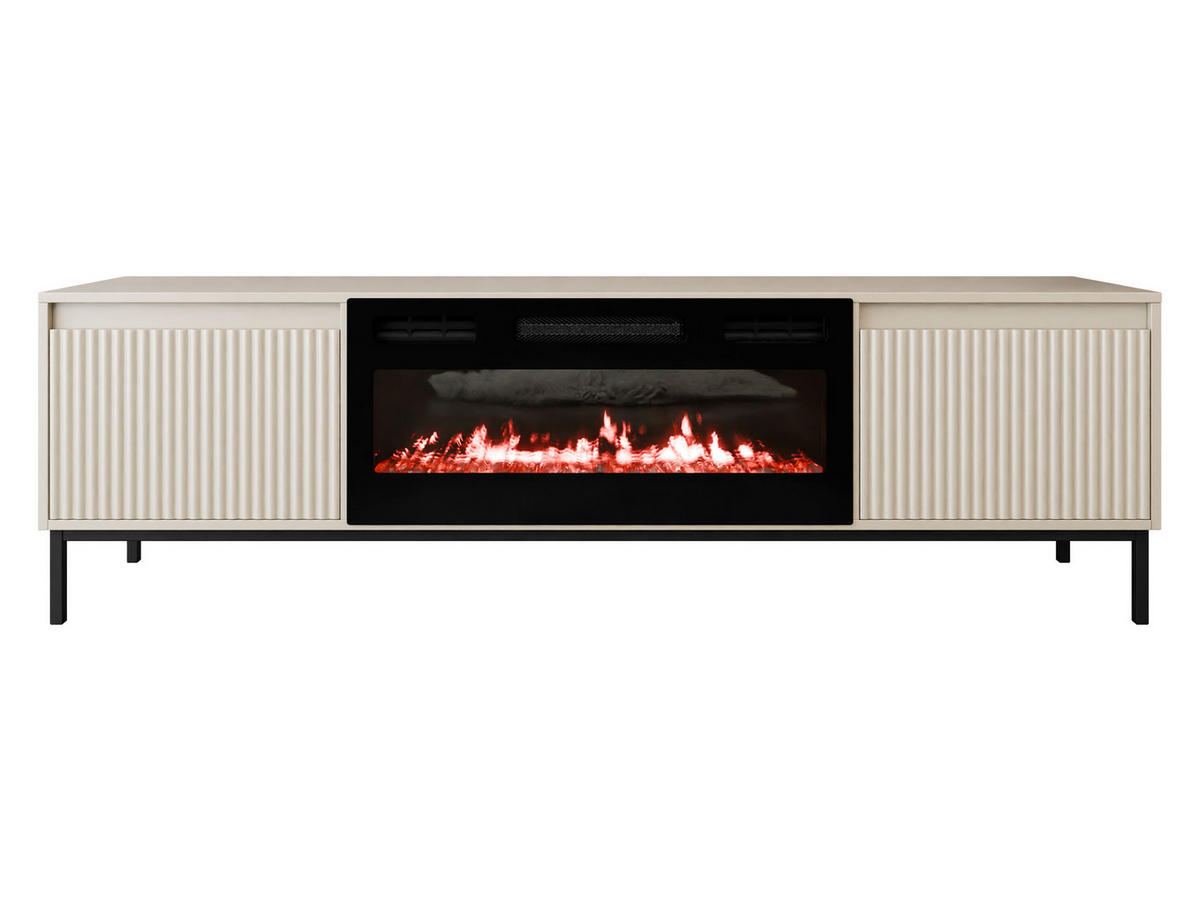 TV-LOWBOARD Ozmi 2K EF mit Kamin - Kaschmir/Schwarz, Holzwerkstoff/Metall (174/52/40cm) - MIRJAN24