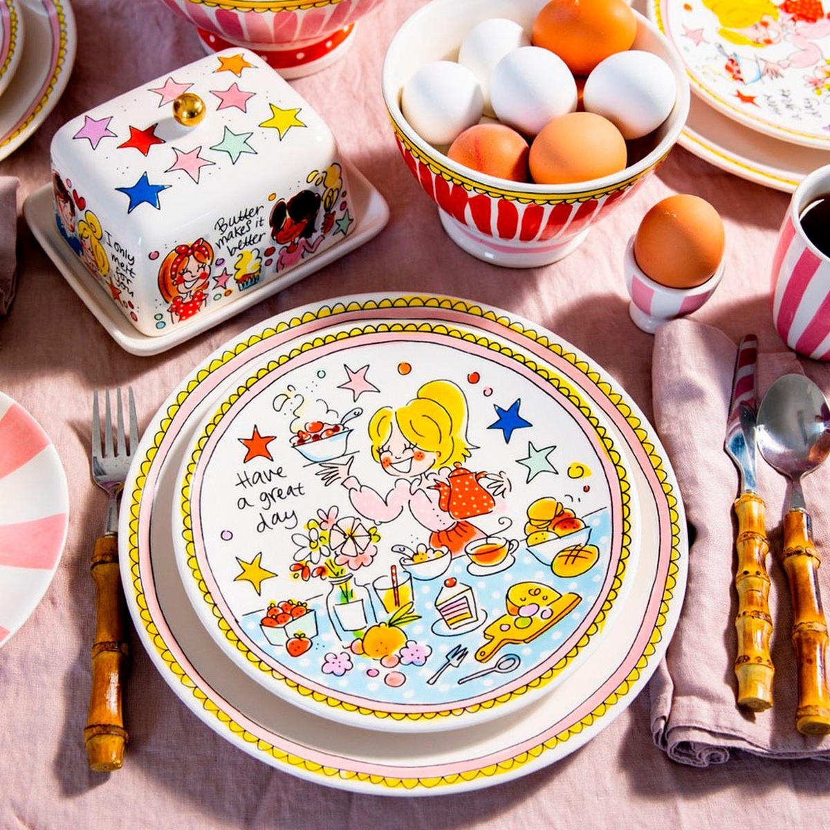 FRÜHSTÜCKSTELLER Toller Tag in Bunt - 22cm - Multicolor, Keramik (21.8/21.8/2.5cm) - Blond Amsterdam