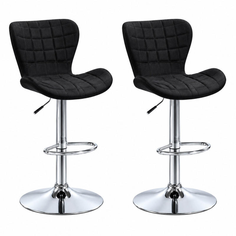 BARHOCKER 2er-Set höhenverstellbar mit Armlehnen Schwarz 47 x 51,5 x 89,5-111,5 cm - Schwarz, Metall (51.5/111.5/47cm) - Meubliv