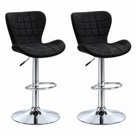 BARHOCKER 2er-Set höhenverstellbar mit Armlehnen Schwarz 47 x 51,5 x 89,5-111,5 cm - Schwarz, Metall (51.5/111.5/47cm) - Meubliv
