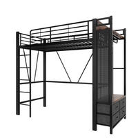 HOCHBETT mit LED und USB Schwarz 90x200 cm Metall - Schwarz, Metall (90/200cm) - SONNENH