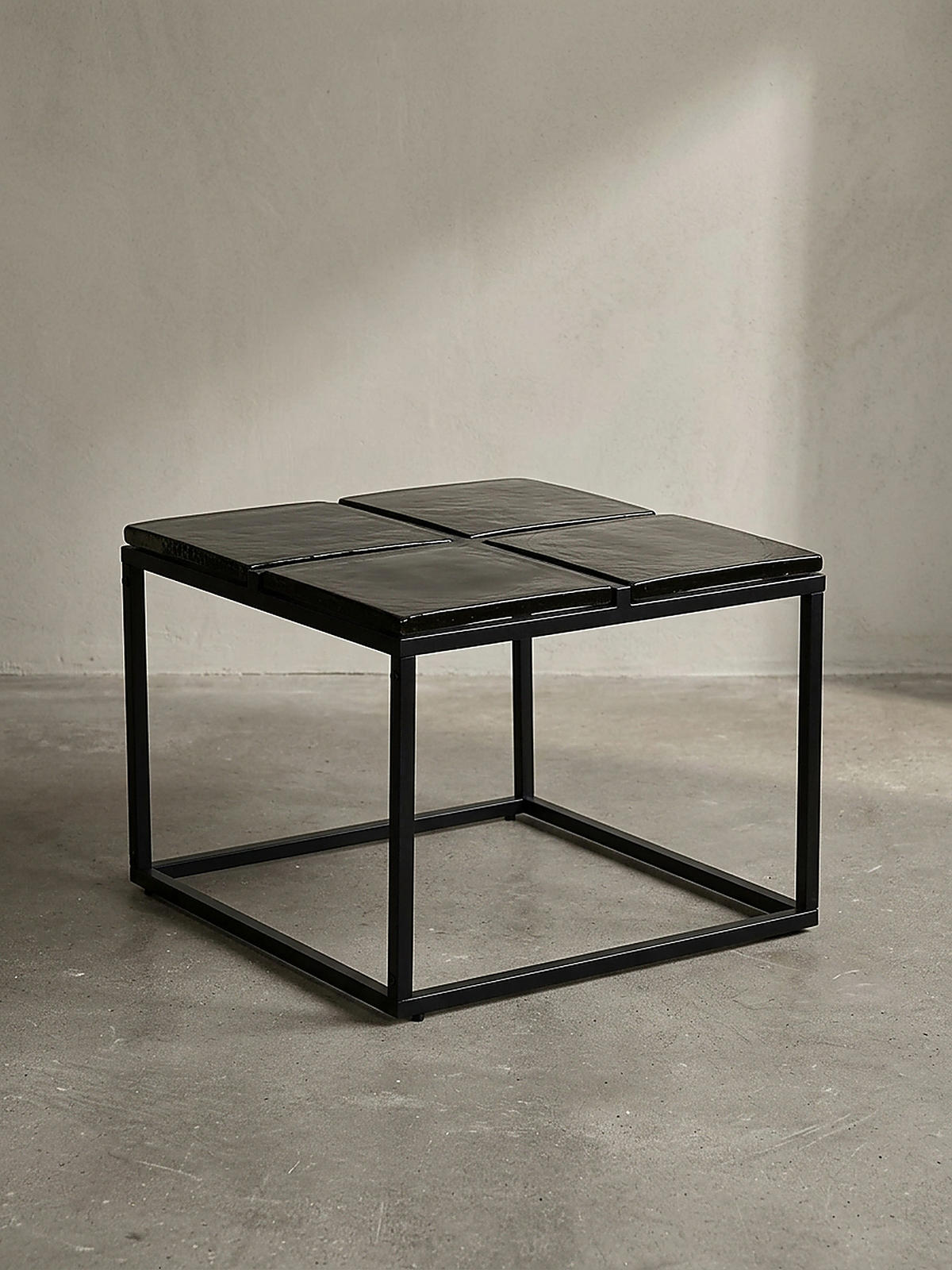 COUCHTISCH Quadratisch in Schwarz aus Glas und Metall, 58x58x43.5 cm - Schwarz, Glas/Metall (58/58/44cm) - KADIMA DESIGN