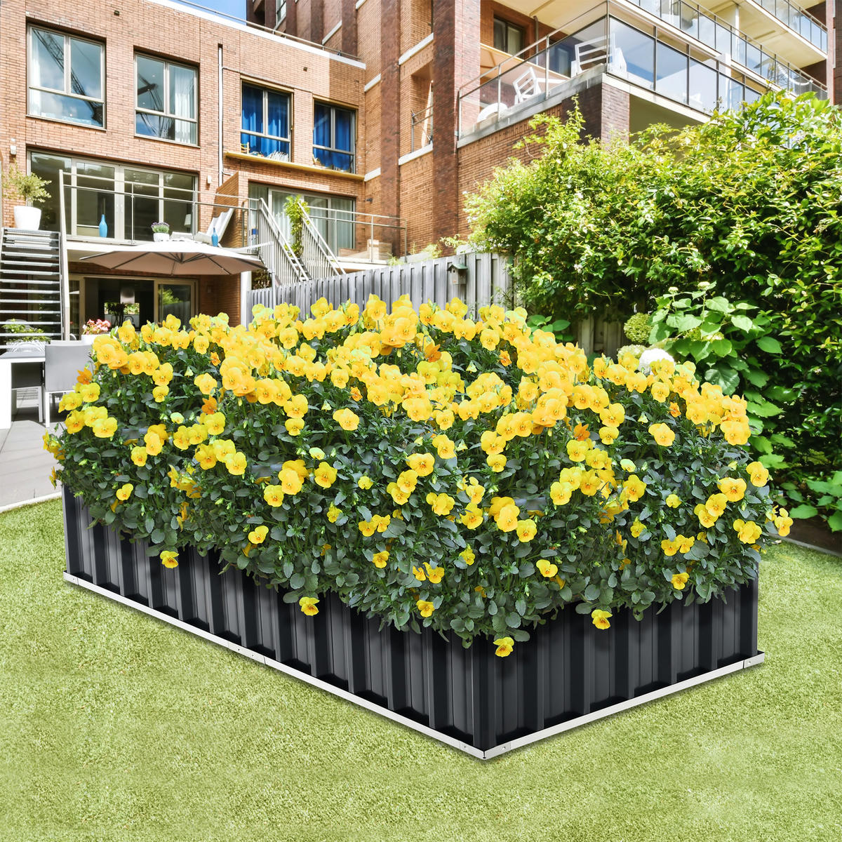 PFLANZBEET Zevenaar - Anthrazit, Metall (174/30/90cm) - [en.casa]