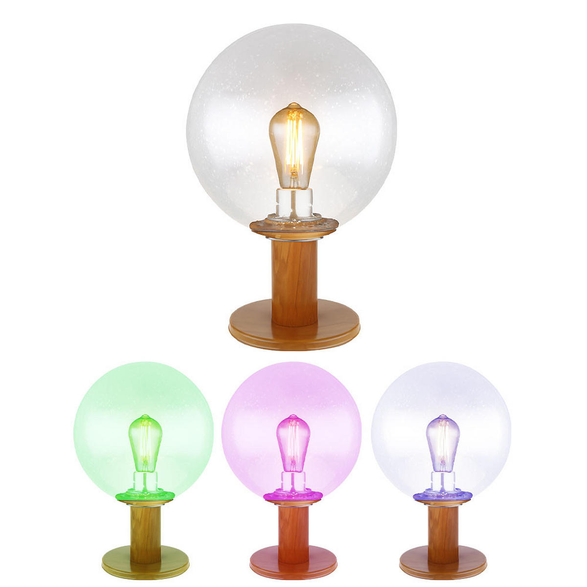 LED AUSSENLEUCHTE OSSY Holzoptik Braun - Braun, Glas (25/25/38cm) - Globo Lighting