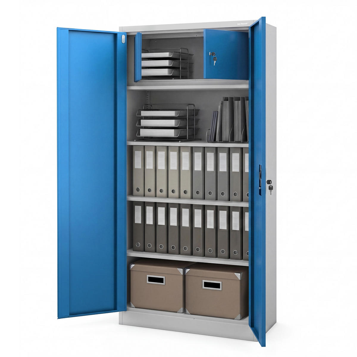 METALLSCHRANK mit Stauraum TOMASZ 185 x 90 x 45 cm - Blau/Grau, Metall (90/185/45cm) - Jan Nowak