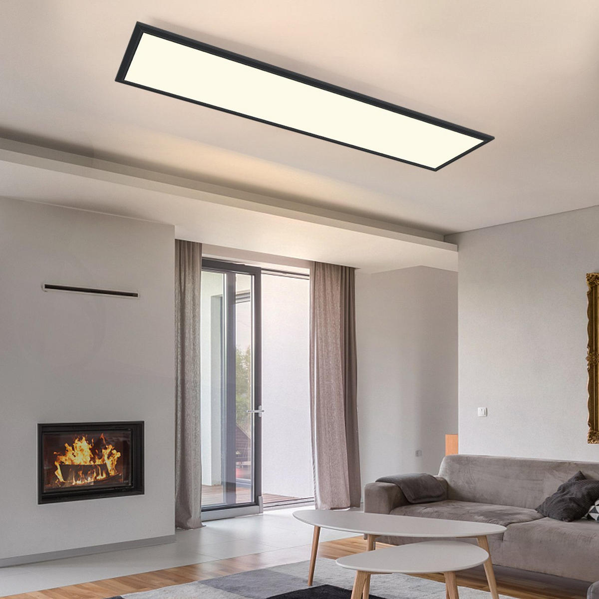 LED-DECKENLEUCHTE Petra 100/25/1 cm - Schwarz, Metall (100/25/1cm) - Nettlife