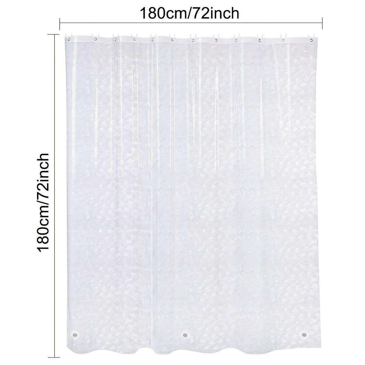 DUSCHVORHANG Weiß PEVA halbdurchsichtig Muster Badezimmer mit Haken - Transparent, Kunststoff (200/180cm) - MCBOSON