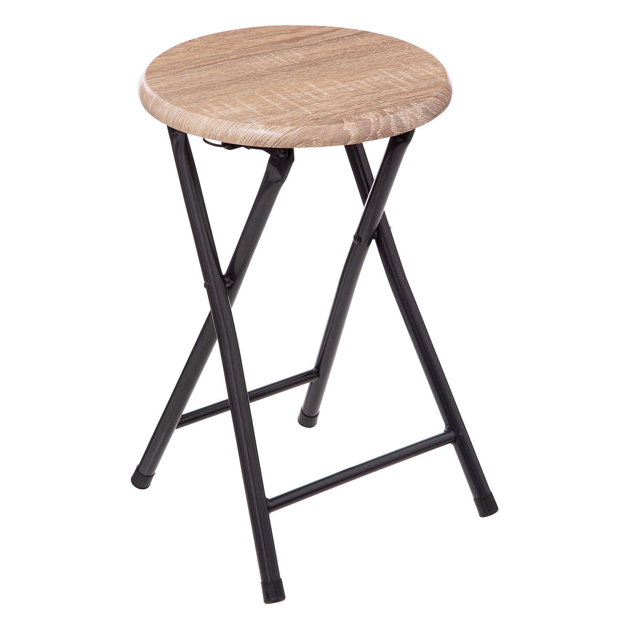 KLAPPHOCKER in Holzoptik, Stahl, MDF, Braun, 46.5 cm - Braun, Metall (30/46/30cm) - 5five Simply Smart